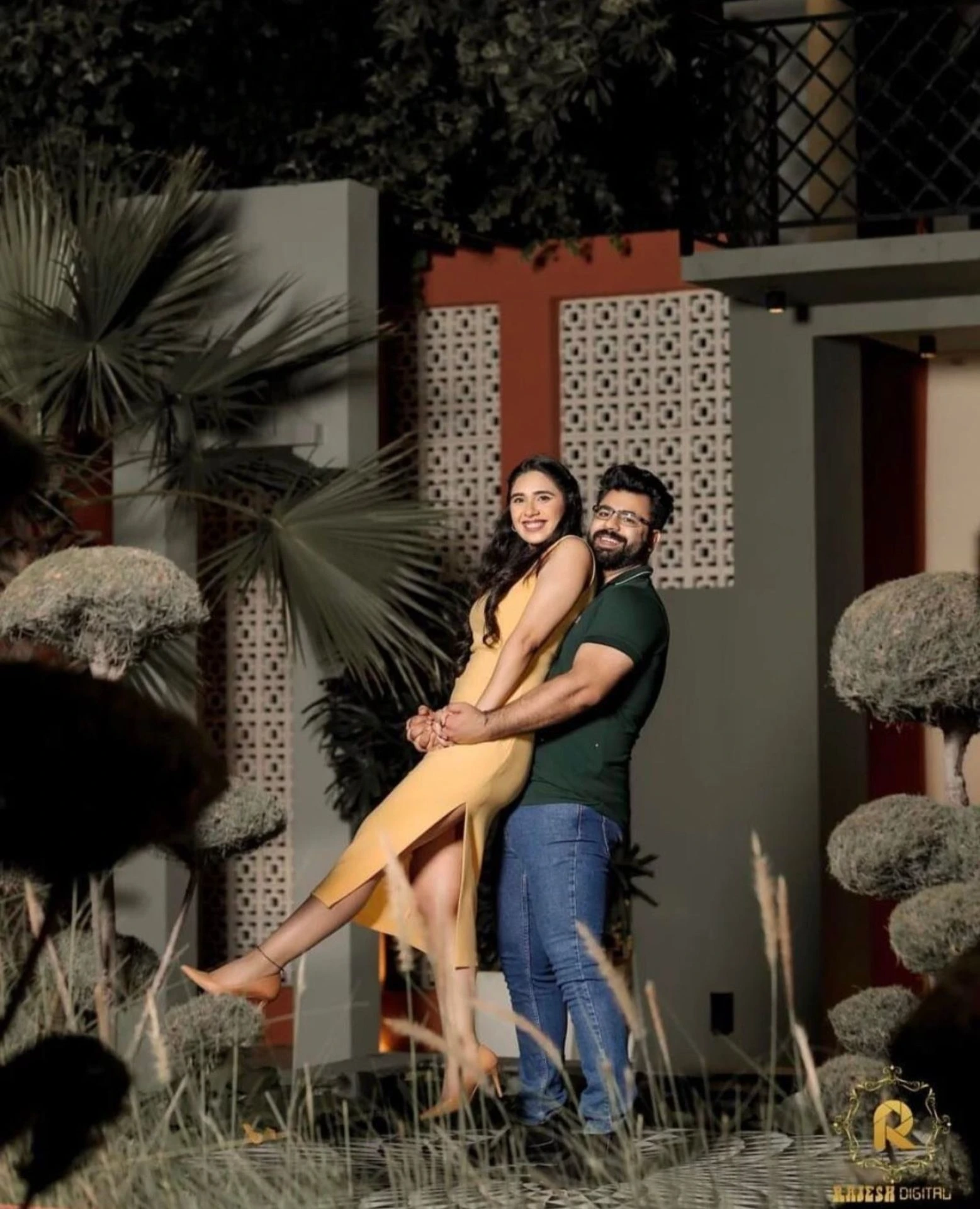 Romantic indoor pre-wedding couple portrait by Bright Luxe Salon &amp; Studio, Mahendergarh