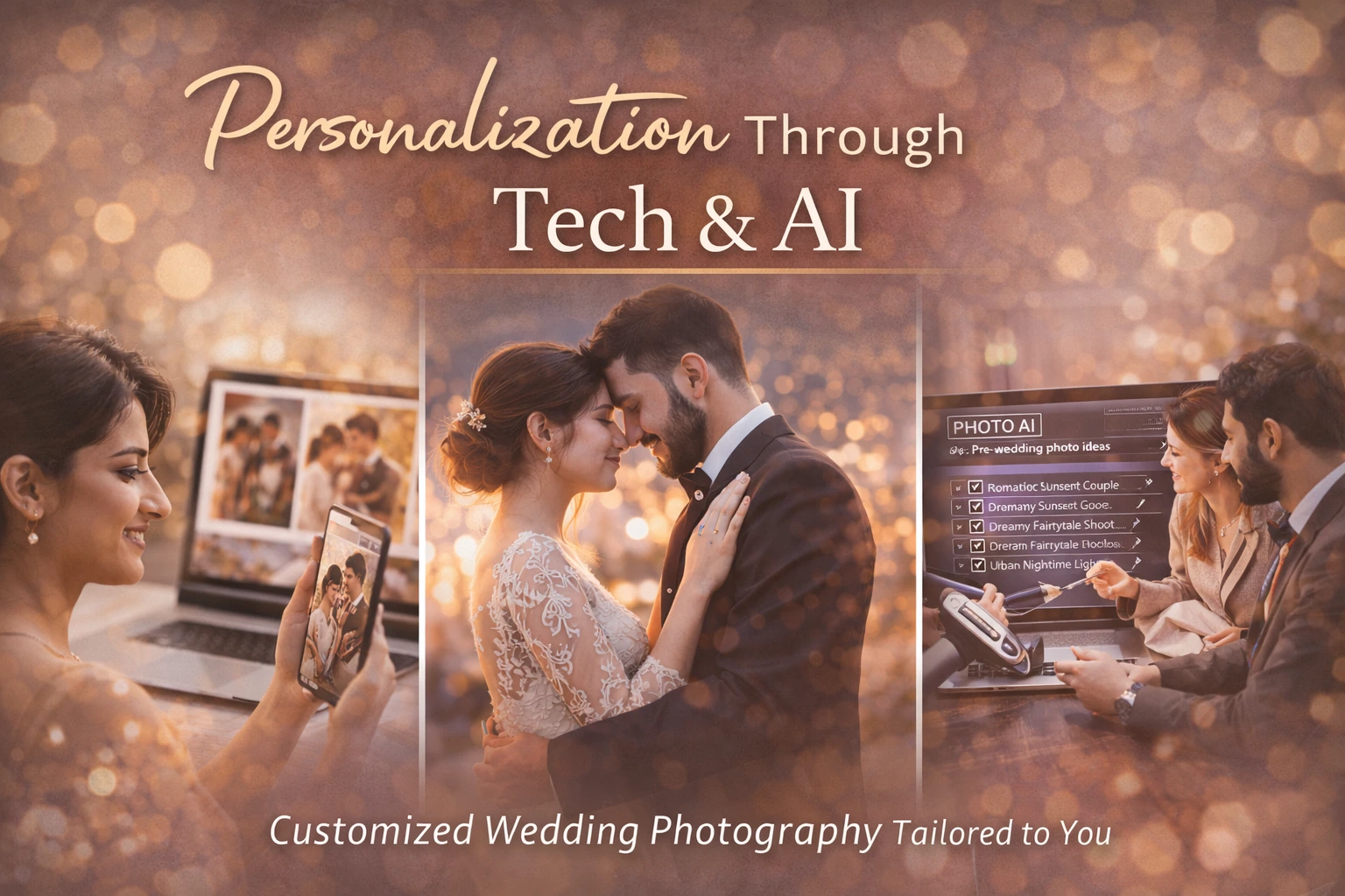 Personalized wedding photography using technology and AI by Bright Luxe Salon &amp; Studio in Mohindergarh.