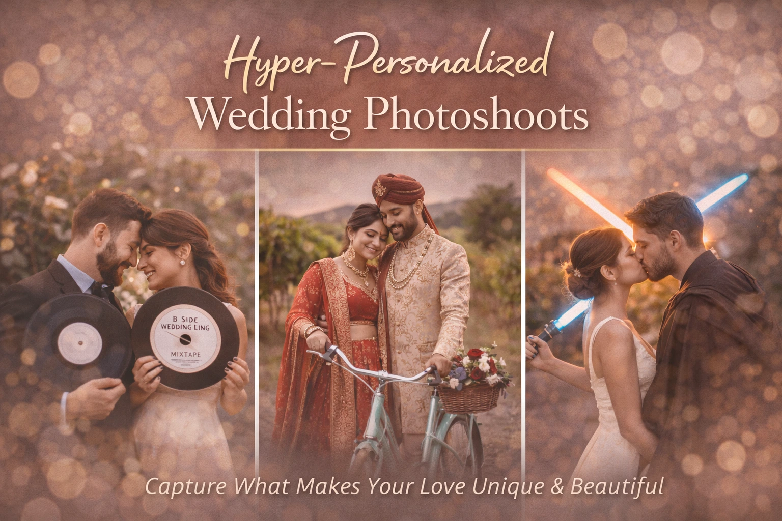 Hyper-personalized wedding photoshoots showcasing unique couple stories by Bright Luxe Salon &amp; Studio in Mohindergarh.