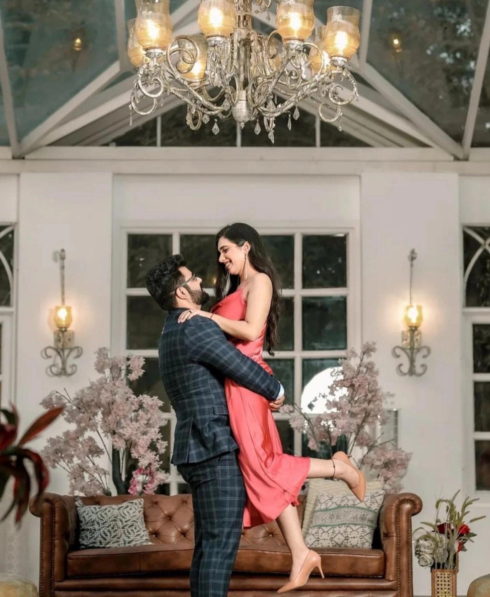 Romantic pre-wedding couple photoshoot at modern venue by Bright Luxe Salon &amp; Studio, Mahendergarh