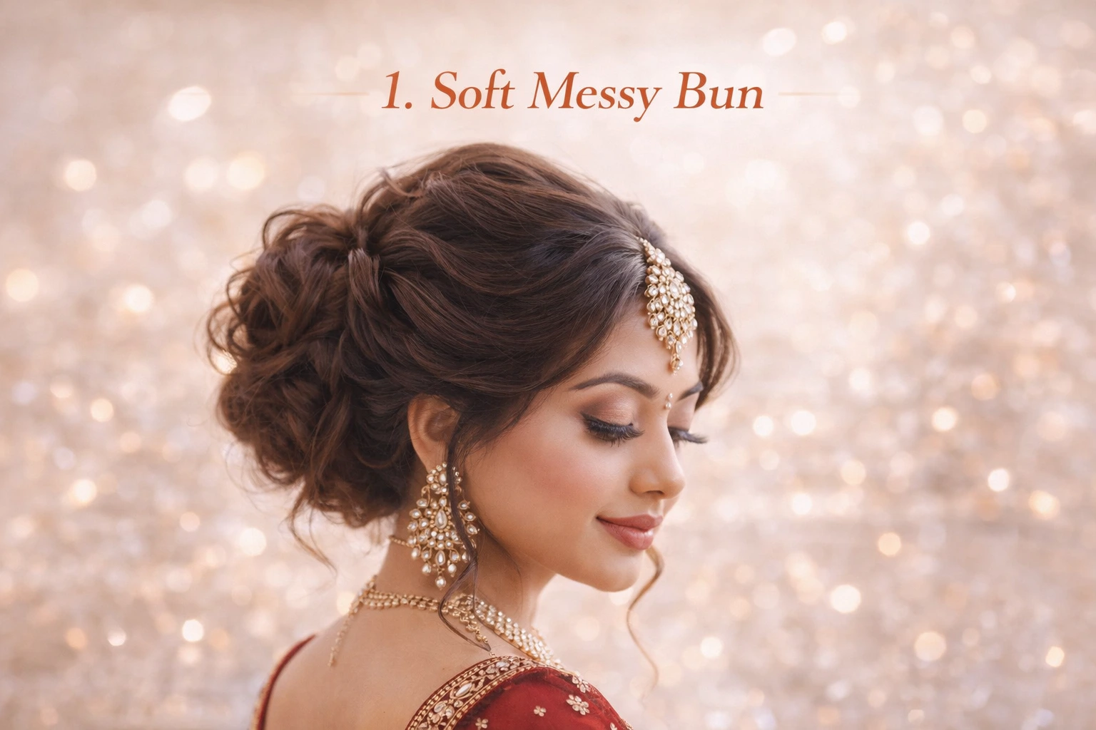 Soft messy bun bridal hairstyle with loose curls and elegant finish styled by Bright Luxe Salon & Studio. Soft messy bun bridal hairstyle with loose curls and elegant finish styled by Bright Luxe Salon & Studio.