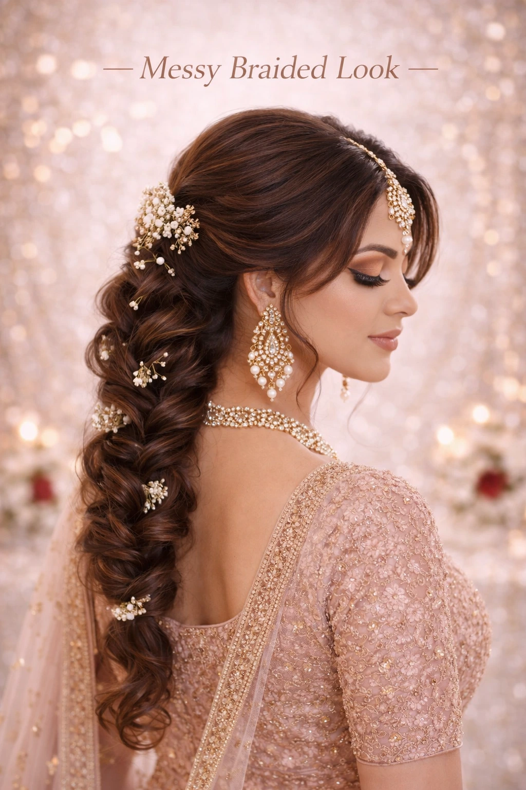 Messy braided bridal hairstyle with soft texture and romantic styling by Bright Luxe Salon & Studio.